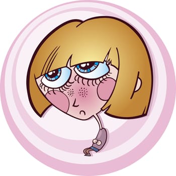 Cartoon illustration of shy little girl