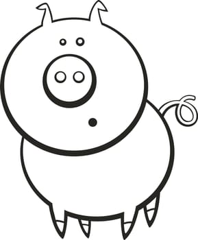 illustration of funny pig for coloring book