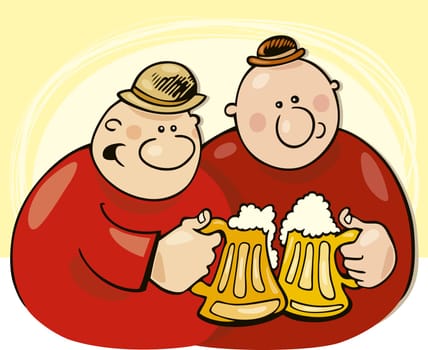 Illustration of two guys drinking beer