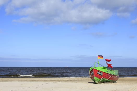 Fishing boat on the beach,Baltic Sea,island of Usedom