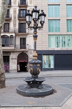 Source Canaletes Barcelona Spain, tourist spot of the Ramblas.