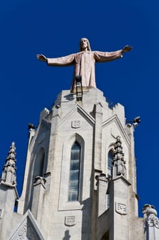 Catholic Church Temple de Sagrat Cor at Top of Tibidabo Mountain, Barcelona, Catalonia, Spain