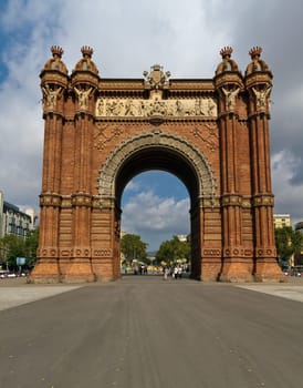 Arc triumph of Barcelona Spain, having brick facade.