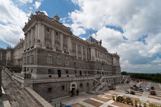 Palacio Real de Madrid Spain, View of the facade from the gardens of Sabatini
