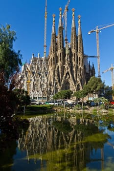Detail facade Sagrada Familia Barcelona Spain, belongs to the work of Gaudí