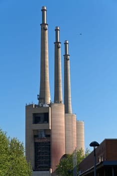 Thermal de Badalona, the three towers, Central electric thermal. A hallmark