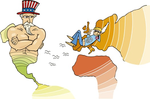Metaphor Illustration of USA and European Union