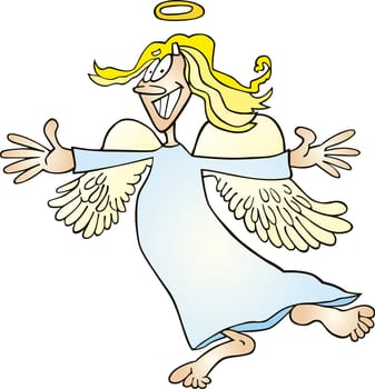 Cartoon illustration of funny angel