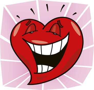 cartoon illustration of laughing heart