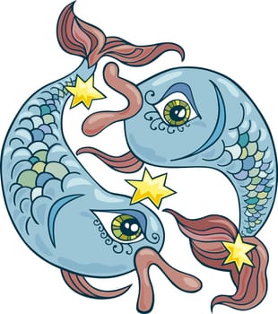 Illustration of zodiac pisces sign