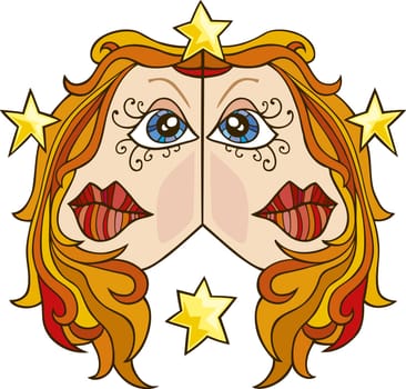 Illustration of zodiac gemini sign