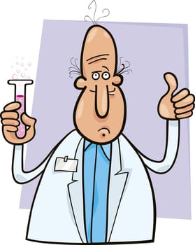 Illustration of scientist with vial
