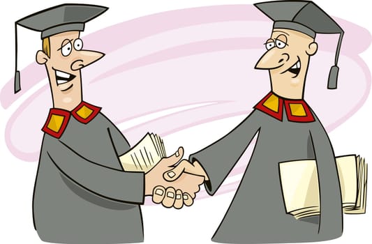 Illustration of two professors shaking hands