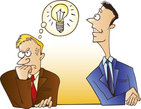 Illustration of man stealing an idea