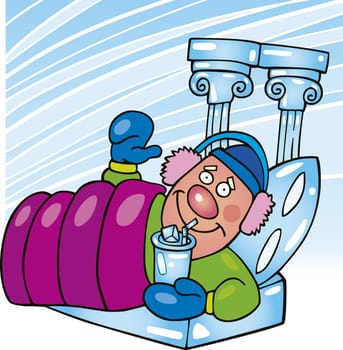 Illustration of Walrus Man in ice bedroom