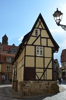 The narrow half-timbered house in Quedlinburg (Germany