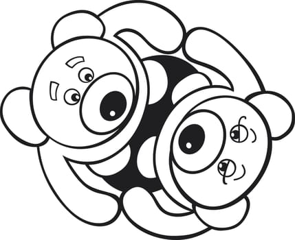 illustration of Teddy bears in love for coloring book
