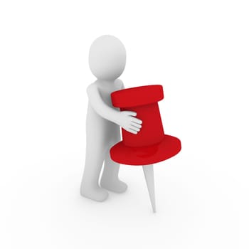 3d human man red tack business note office