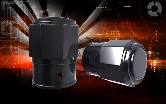 Digital illustration of Valve caps in colour background