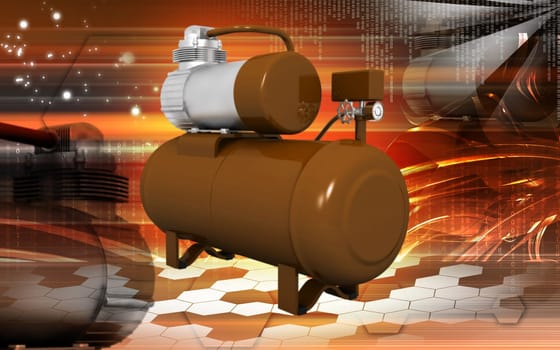 Digital illustration of air compressor in colour background