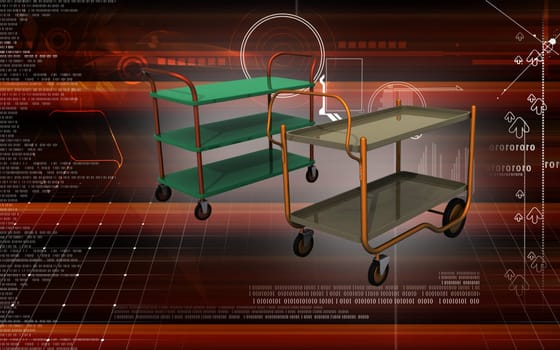 Digital illustration of a Service cart in colour background