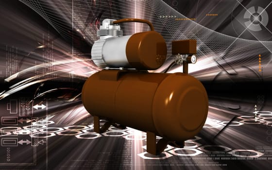 Digital illustration of air compressor in colour background