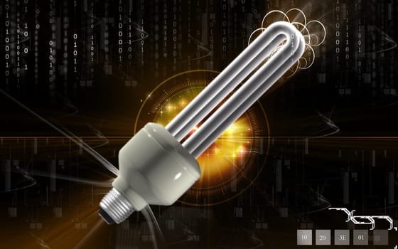 Digital illustration of a CFL light in colour background