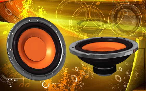 Digital illustration of car stereo in colour background