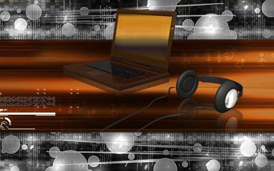 Digital illustration of lap top in colour background