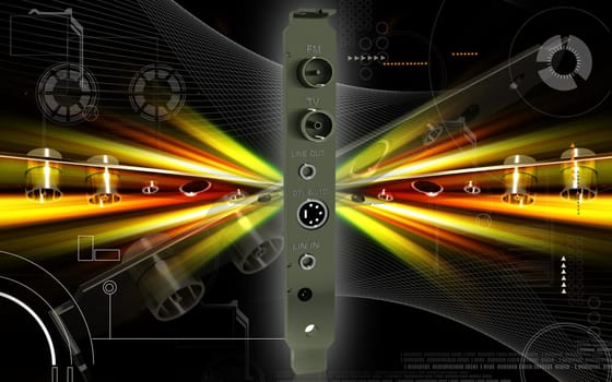 Digital illustration of video capture card in colour background