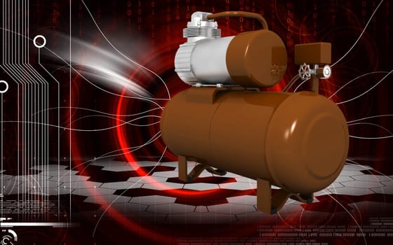 Digital illustration of air compressor in colour background