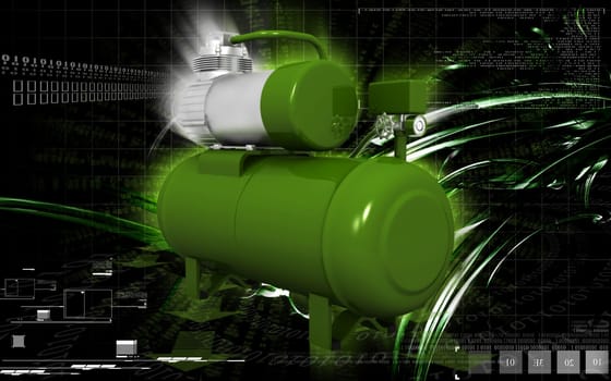 Digital illustration of air compressor in colour background