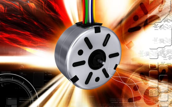 Digital illustration of electric stepper in colour background