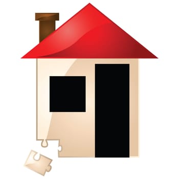 Concept illustration showing a house and a missing puzzle piece