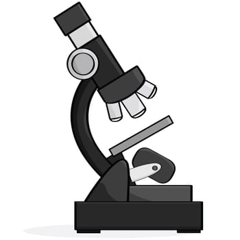 Cartoon illustration of an optical microscope