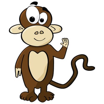 Cartoon illustration of a cute monkey waving
