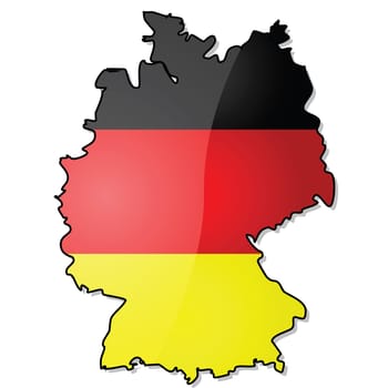 Glossy illustration showing the map of Germany with its flag over it