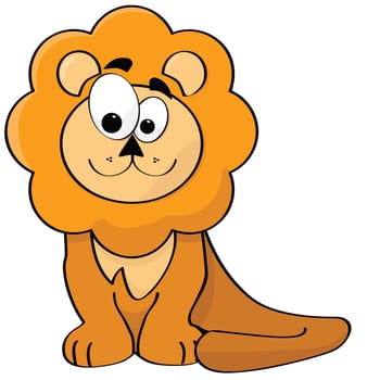 Cartoon illustration of a cute and happy lion