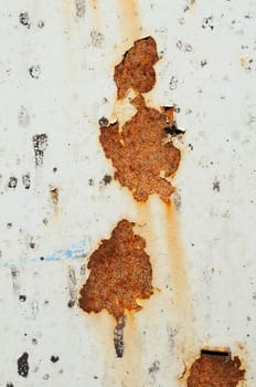 Rusty metal plate with peeling paint