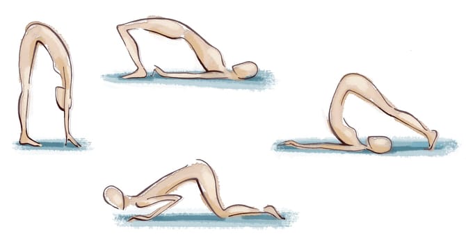Illustration of human figure doing exercises