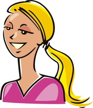 Cartoon illustration of pretty fitness woman