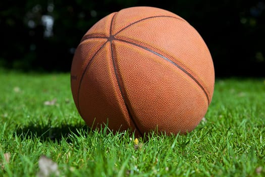 Worn out basket ball left in park