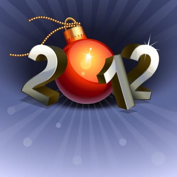 New year 2012 made of numbers and bauble