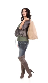 beautiful young teenage woman with shopping bag