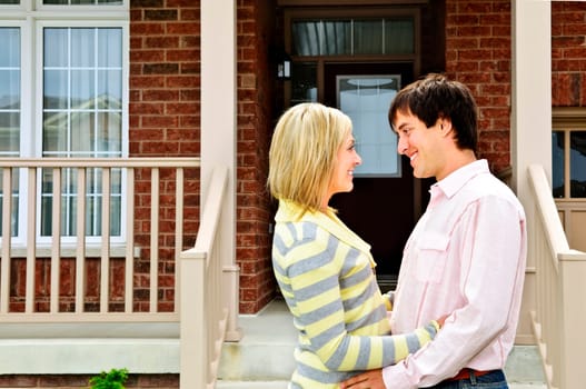 Young happy couple in love at home