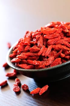 Full bowl of red dried goji berries