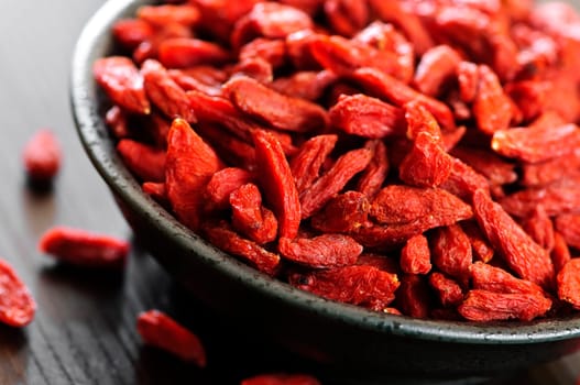 Full bowl of red dried goji berries