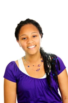Isolated portrait of beautiful black teenage girl