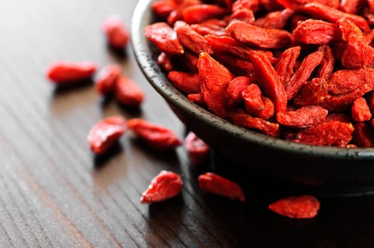Full bowl of red dried goji berries