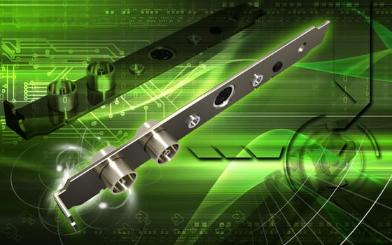 Digital illustration of video capture card in colour background